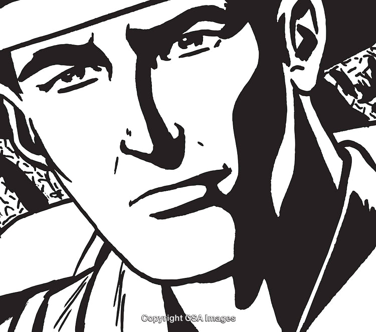Black and White Comic Style Illustration of a Thoughtful Man
