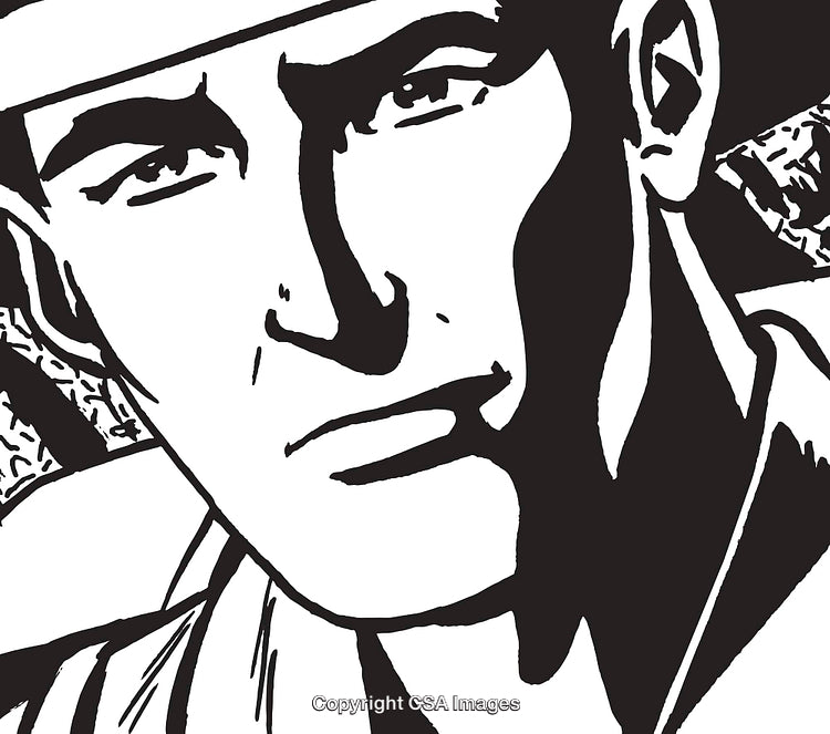 Black and White Comic Style Illustration of a Thoughtful Man