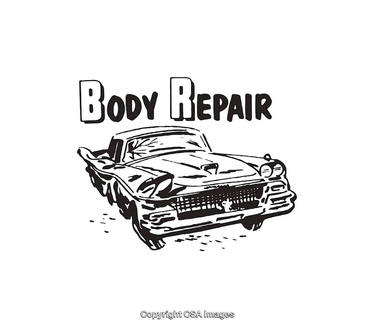 Black and White Line Art Logo for Classic Car Repair Services