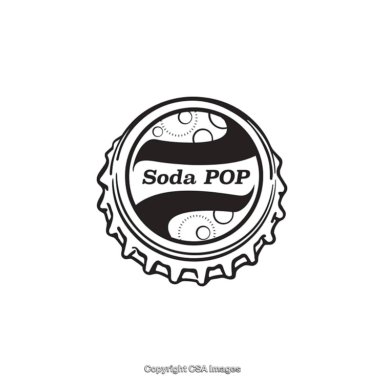 Black and White Soda Cap Illustration Featuring Retro Design