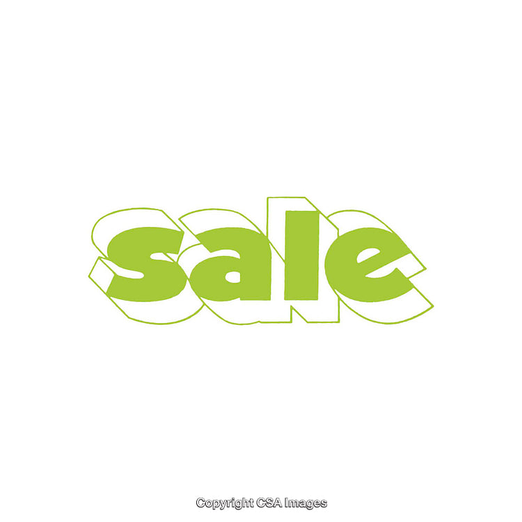 Green Bold Text Depicting the Word Sale on White Background