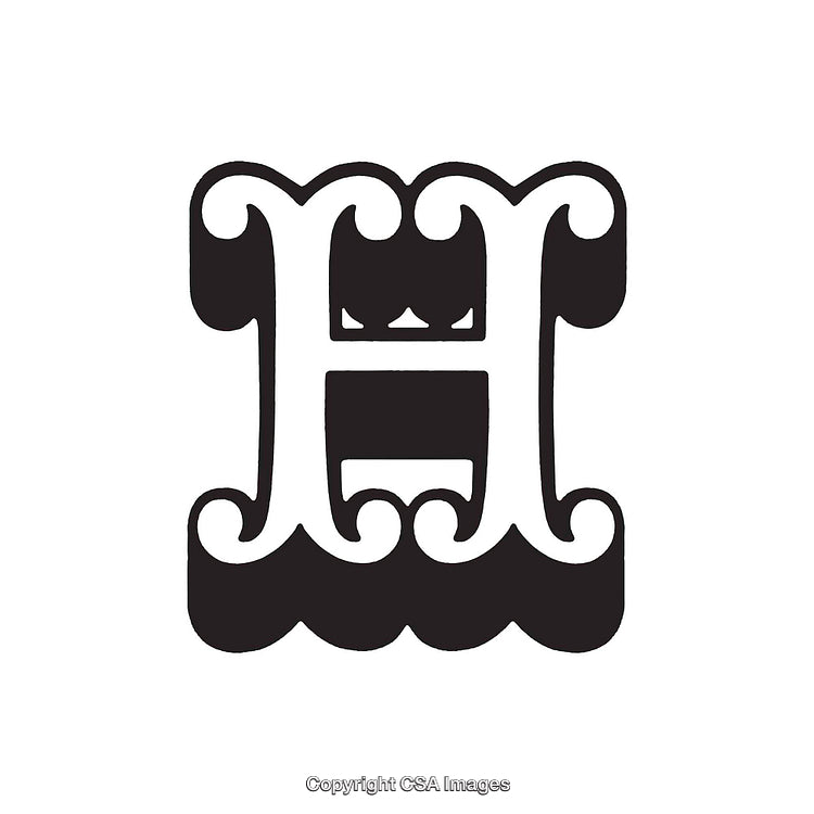 Ornate Letter H Symbol With Crisp Black and White Aesthetic Design