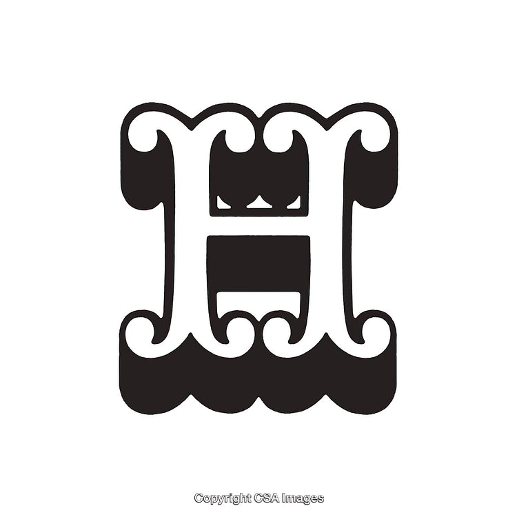 Ornate Letter H Symbol With Crisp Black and White Aesthetic Design
