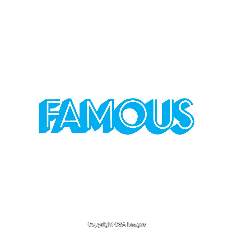 Bold Blue Text Depicting the Word 'Famous' in a Stylized Font