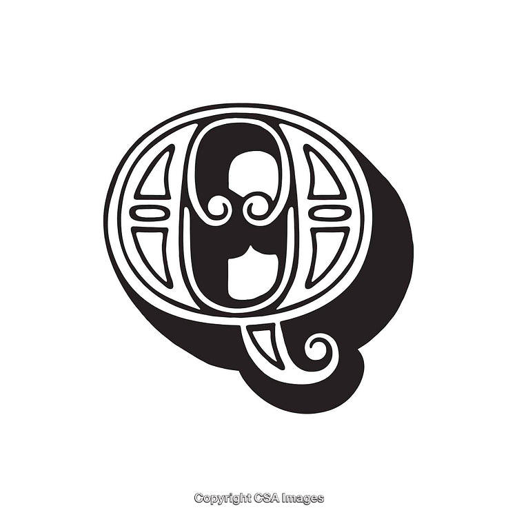 Elegant Black and White Calligraphic Letter Q Emblem Design
