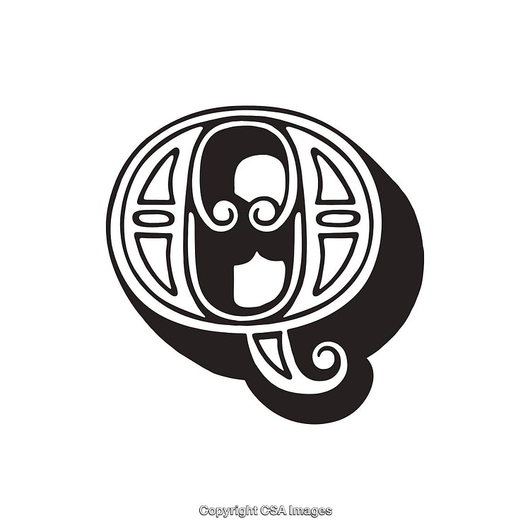 Elegant Black and White Calligraphic Letter Q Emblem Design