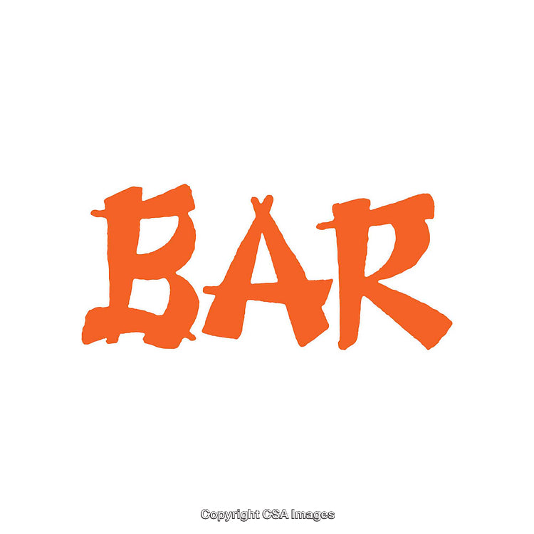 Bold Orange Handwritten Bar Text on a White Background