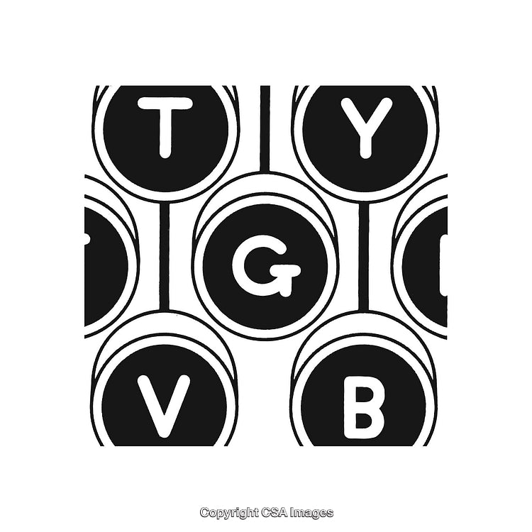 Retro Styled Close-Up of Vintage Typewriter Keys in a Minimalistic Black and White Design