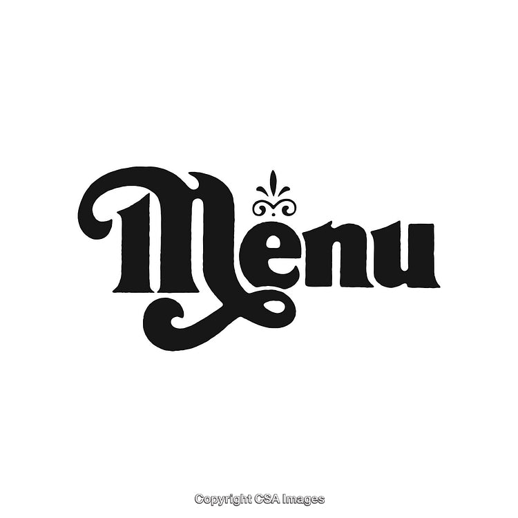 Elegant Black And White Design Of The Word Menu With Decorative Elements