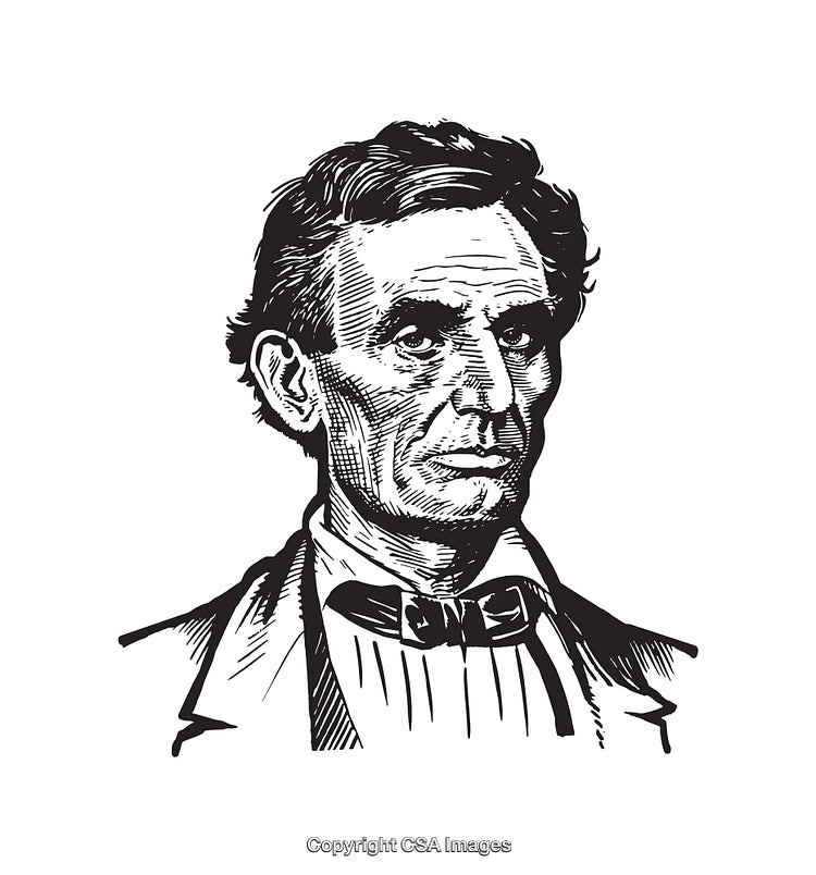 Detailed Black and White Line Art Illustration of a Historical Figure