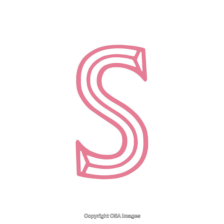 Stylized Pink Letter S With Whimsical Design on White Background