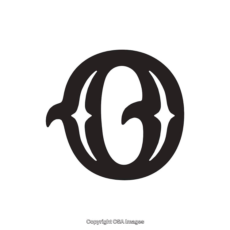 Creative Black Letter O Icon Design With Decorative Elements