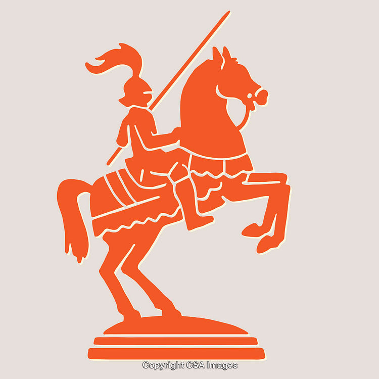 Line Art Illustration of a Knight on a Horse with a Spear
