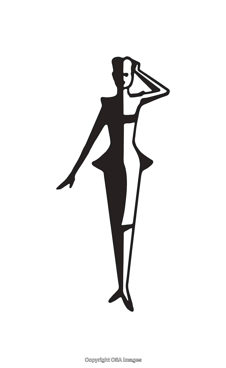 Stylish Black and White Silhouette of a Fashionable Female Icon