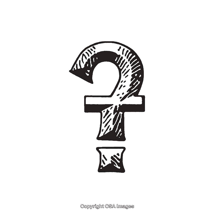 Vintage Style Mystical Question Mark Shape with Symbolic Design
