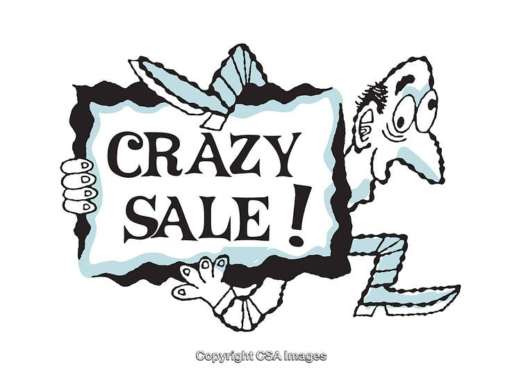 Whimsical Cartoon Illustration for a Crazy Sale Promotion