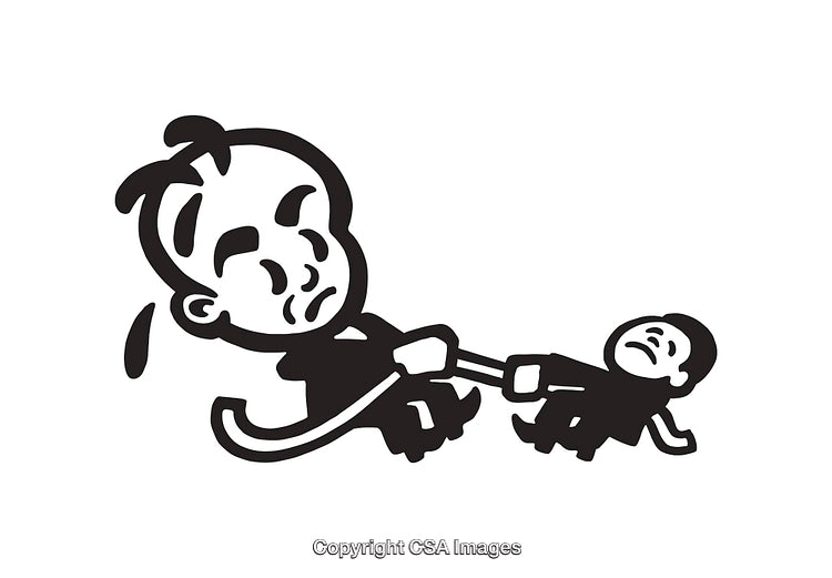 Black And White Line Art Depicting Tug of War Between People