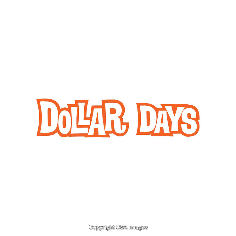 Bright Dollar Days Text Graphic in Bold Orange Typography