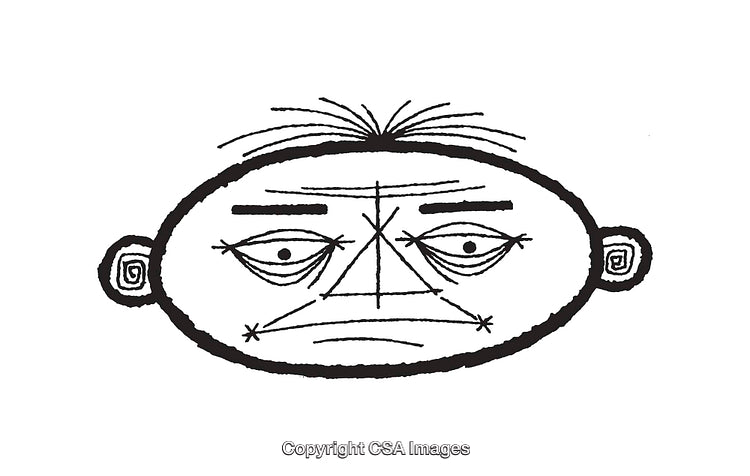 Abstract Black And White Sketch of a Facial Expression Illustration