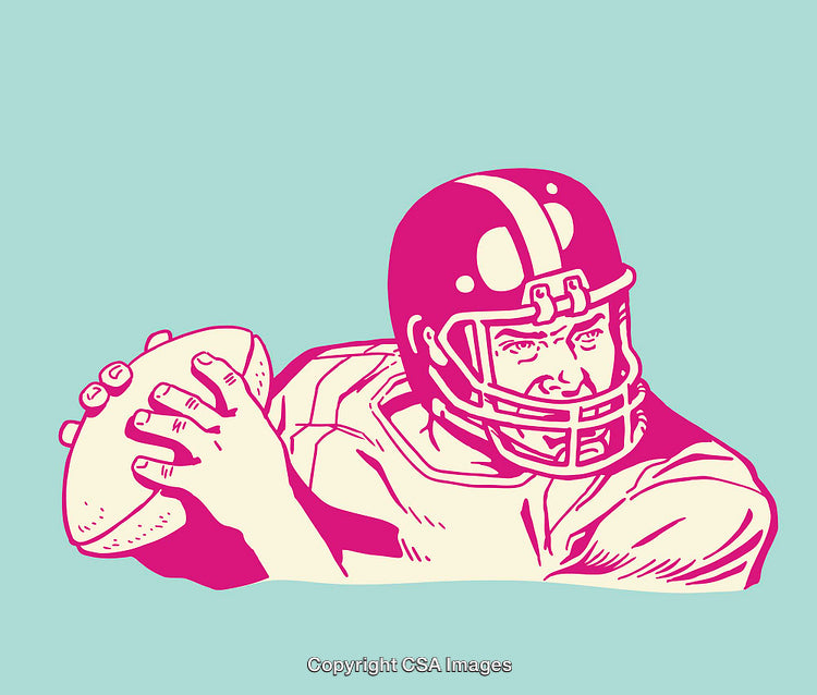 Color Line Art Illustration of a Football Player Preparing a Throw