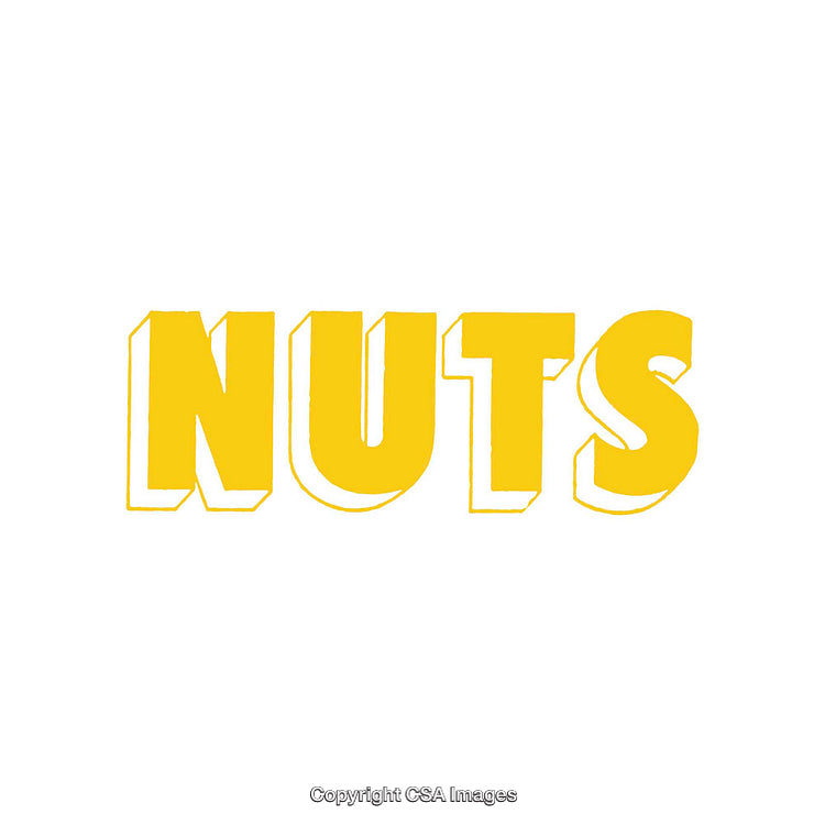 Yellow Stylized Typography Spelling 'NUTS' in Bold Letters