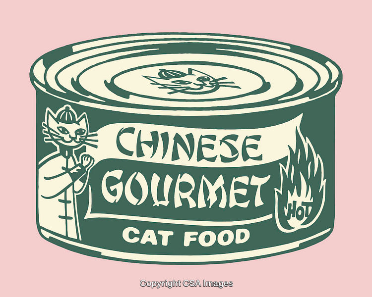 Vintage Styled Illustration of a Cat-Themed Food Can Design