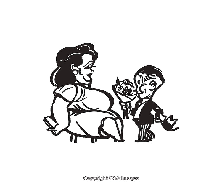 Charming Black and White Line Art of Romantic Gesture