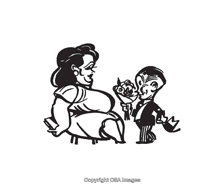 Charming Black and White Line Art of Romantic Gesture