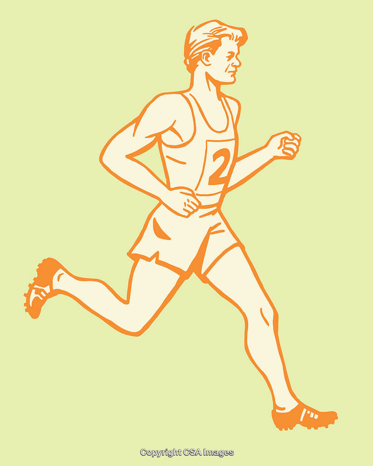 Illustration of a Male Athlete Running in a Race Competition