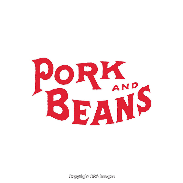 Bold Red Text Displaying 'Pork and Beans' on White Background