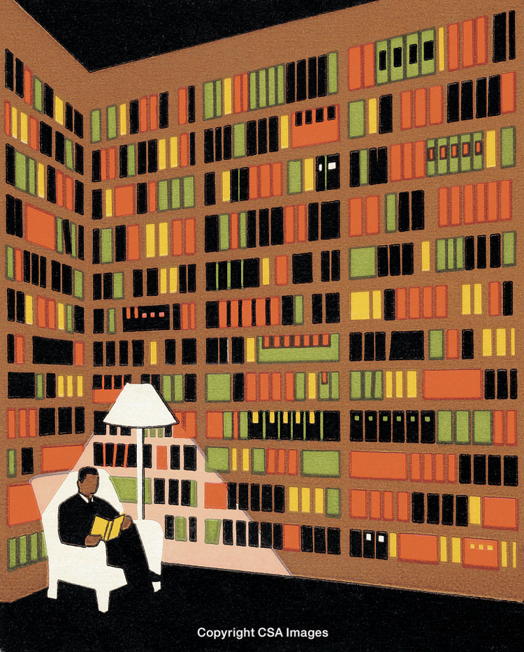 Man Reading in a Library