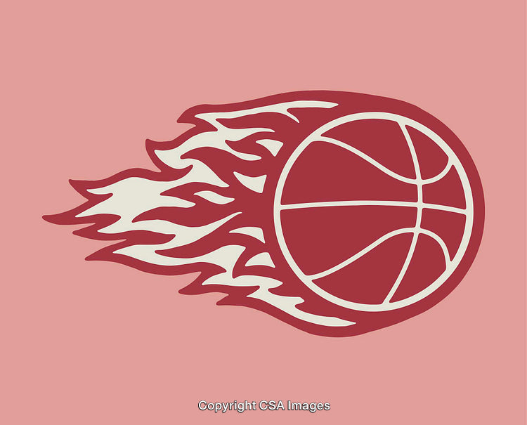 Flaming Basketball Graphic Illustration on a Pink Backdrop