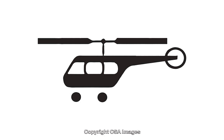 Black and White Helicopter Icon Symbol Vector Illustration