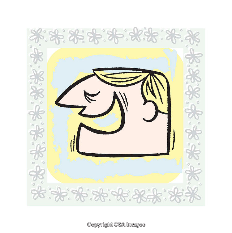 Colorful Cartoon Illustration of a Smiling Person in Decorative Frame