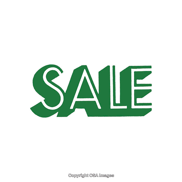 Green Sale Design Highlighting Discounts and Promotions on a White Background