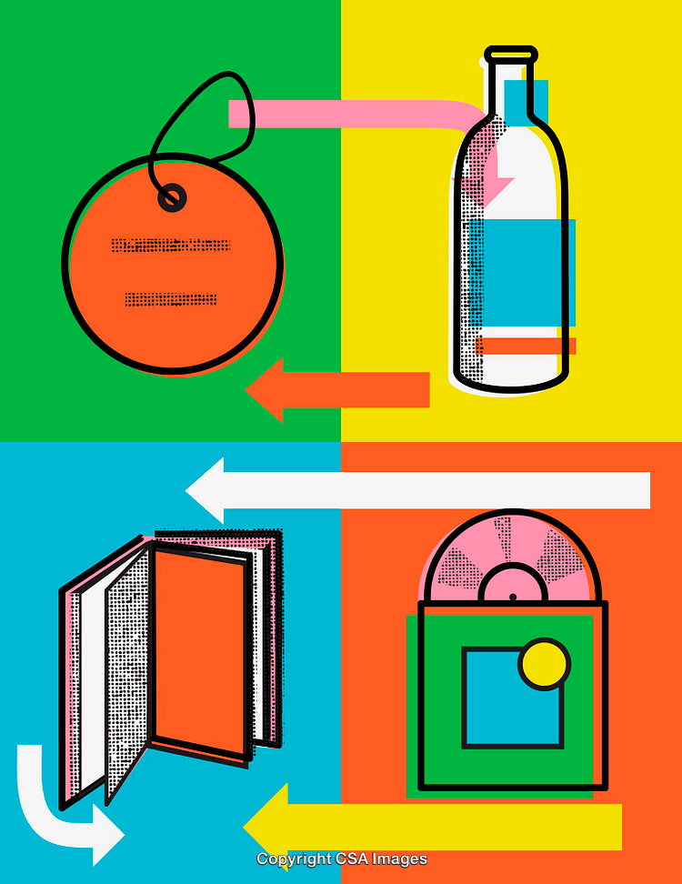 Colorful Pop Art Illustration Featuring Items and Objects in Graphic Style