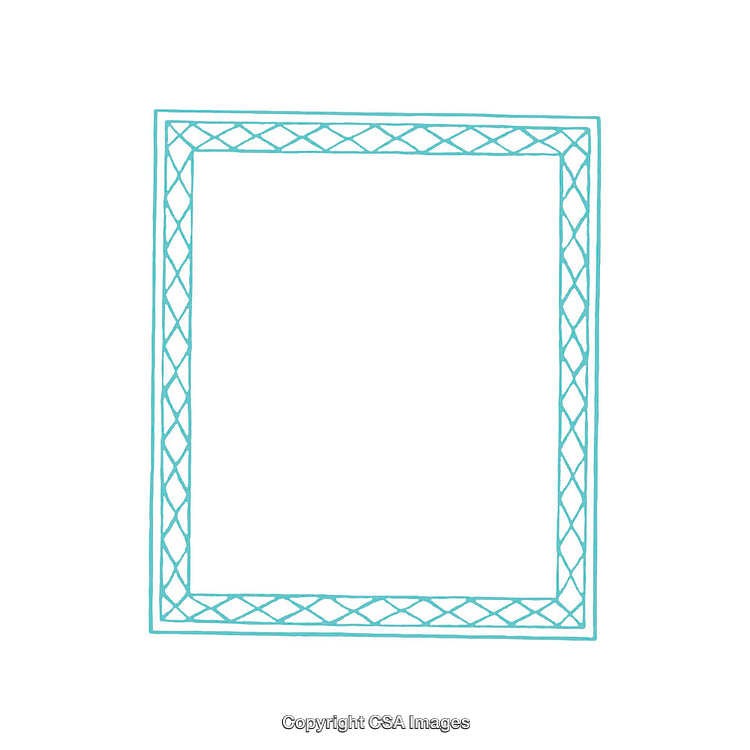 Simple Teal Geometric Border Design on White Background for Decorative Use