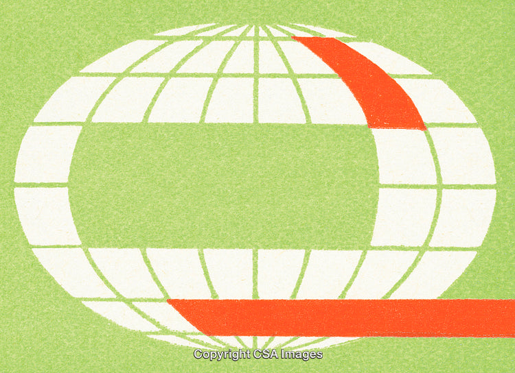 Abstract Globe Illustration with Red and Green Geometric Design