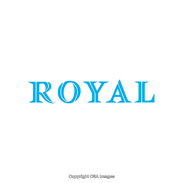 Blue Stylized Text Displaying the Word Royal on White Background