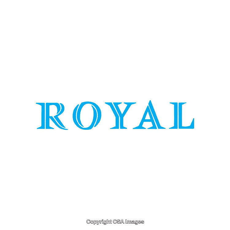 Blue Stylized Text Displaying the Word Royal on White Background