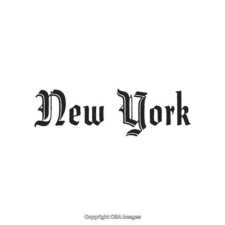 Vintage Gothic Style Typeface Depicting New York in Ornate Black Letters