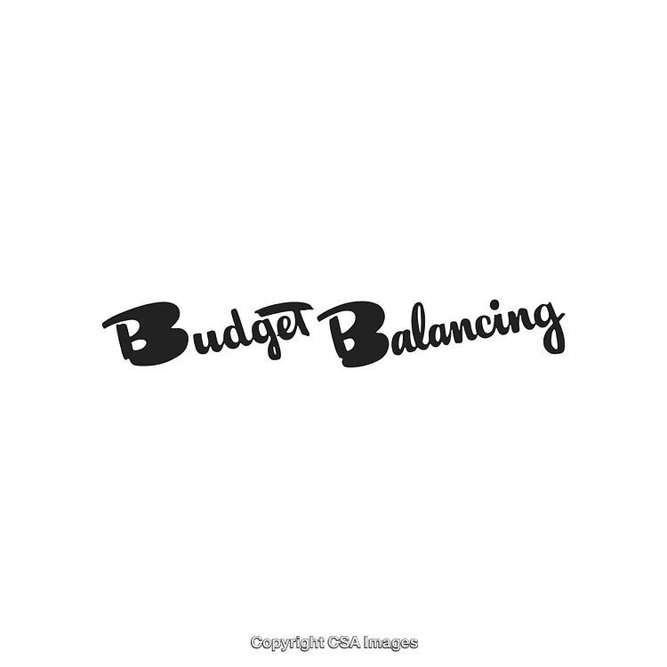 Stylized Black and White Text Depicting Budget Balancing Concept