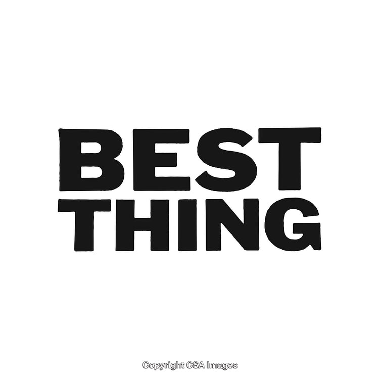 Bold Typographic Composition of the Words 'Best Thing' on White Background