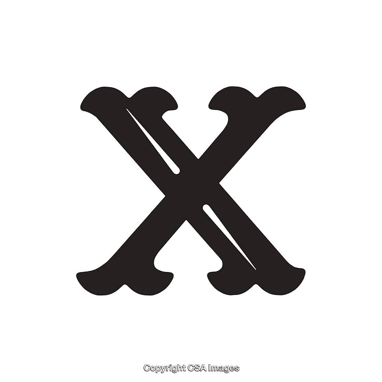 Bold Black Letter X in Decorative Typography Style