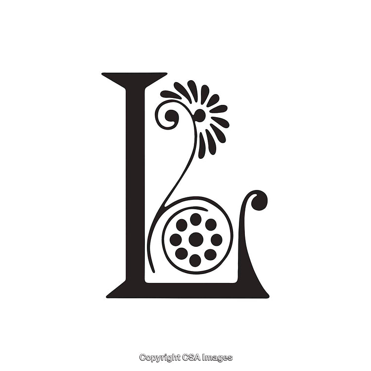 Artistic Representation of the Letter L with Floral Elements
