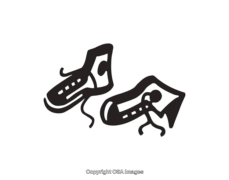 Black and White Line Art Illustration of Shoes and Movement