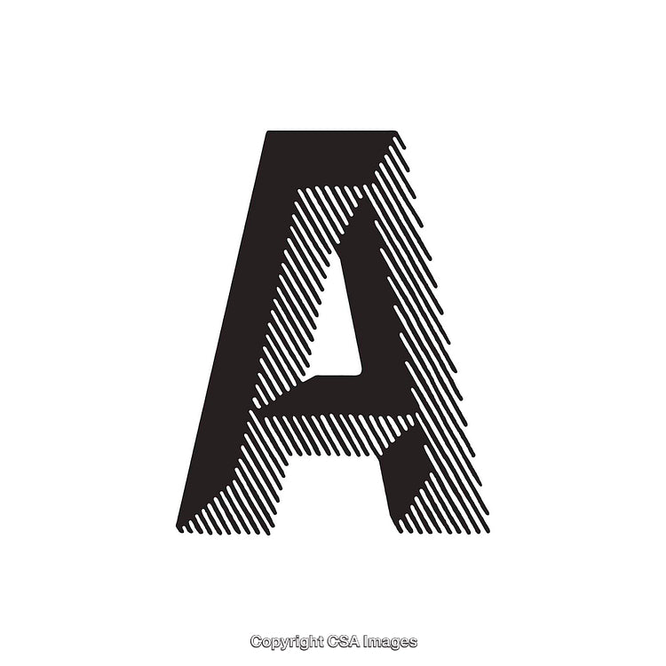 Stylized Black and White Letter 'A' with Textured Design Elements