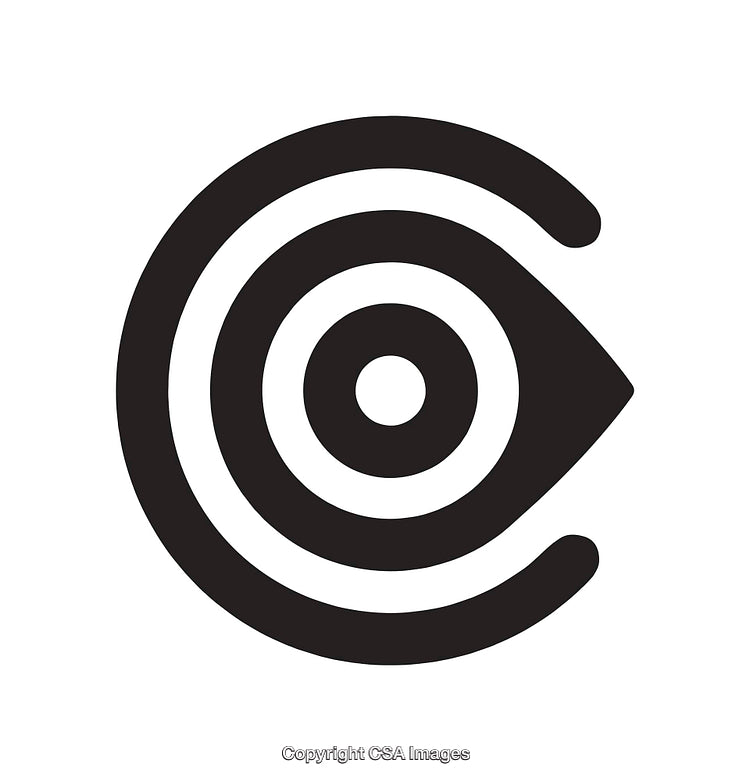 Black and White Icon Depicting an Eye Abstract Art Symbol