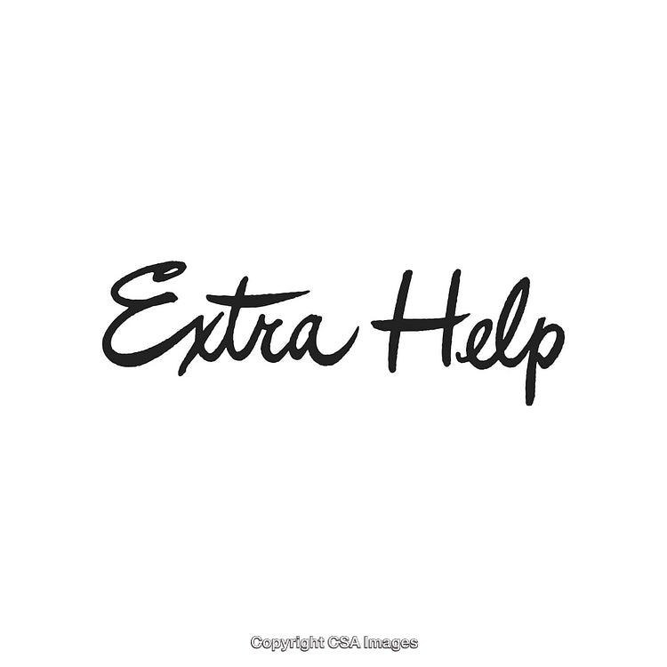 Handwritten Text Highlighting Assistance or Support on a Clean Background