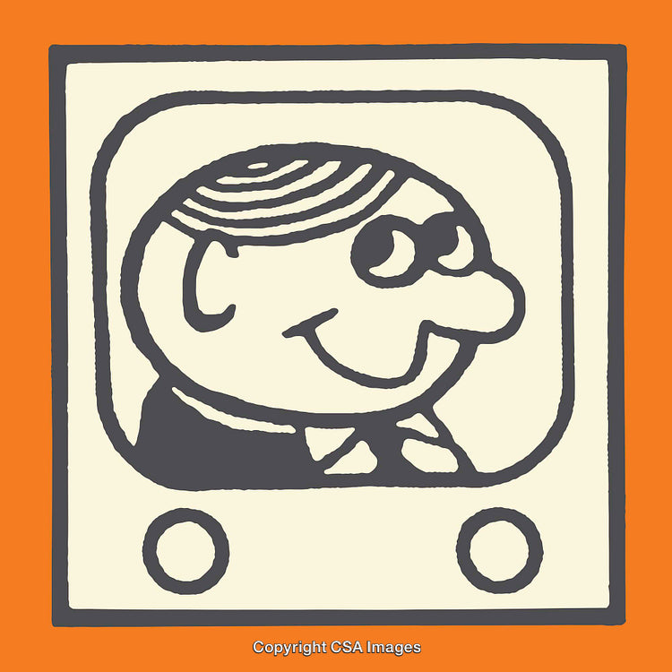 Whimsical Cartoon Line Art Illustration of a Man in a Square Frame